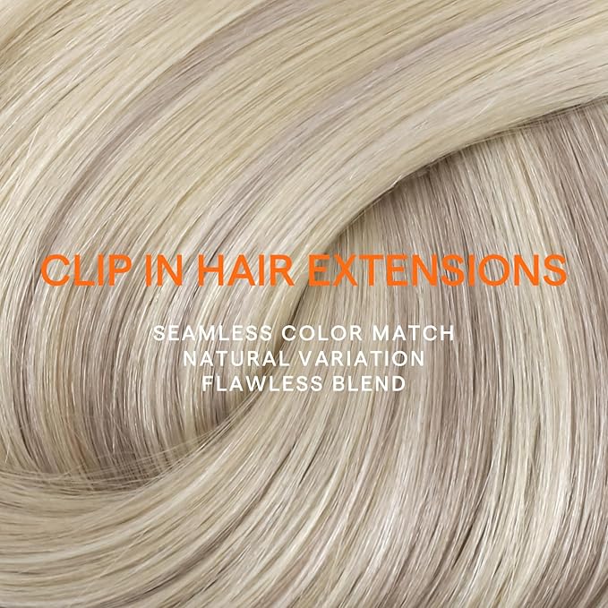 Full Shine Balayage Blonde Clip in Hair Extensions Remy Clip in Extensions Color 18 Ash Blonde to 22 and 60 Platinum Human Hair Extensions Double Weft 18 Inch 120 G 7 Pcs