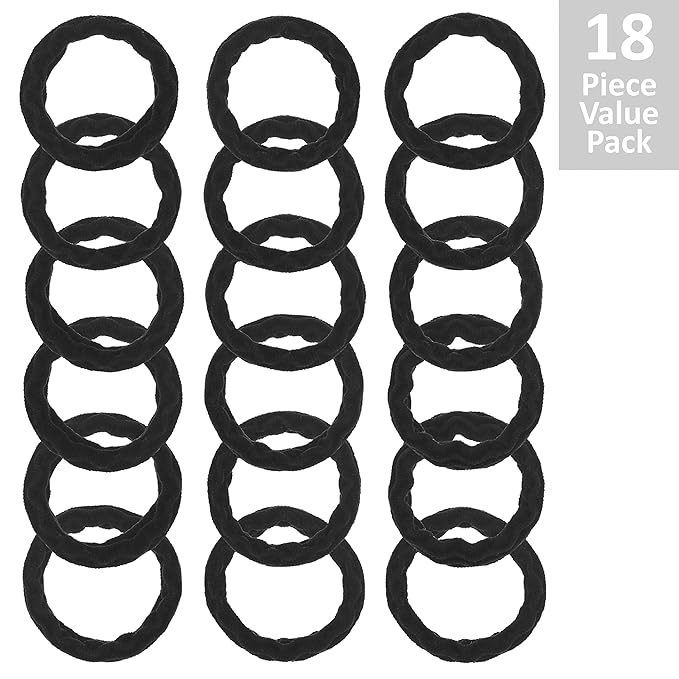 Expressions 18 Count Hair Tie Set in Classic Black - Waved Ponytail Elastic for Women and Girls - Hair Accessories Value Pack - Black Hair Ties for Everyday Use
