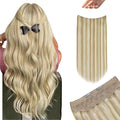 YoungSee Wire Hair Extensions Real Human Hair Balayage Wire Human Hair Extensions Balayage Medium Brown with Caramel Blonde Human Hair Fish Line Extension Ombre 18 Inch 80g