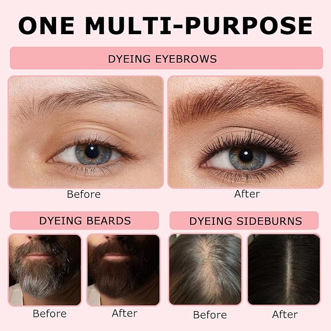 Eyebrow Color Kit with Brow Color & Eyebrow Pencil, 2-in-1 Natural Effects Eyebrow Makeup Set, Easy & Safe to Use 10ml - Dark Brown