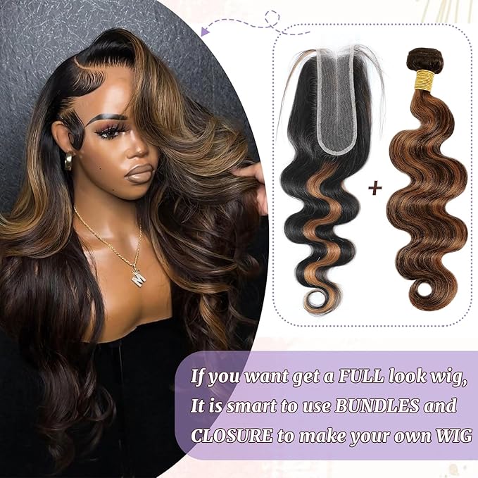 P1B/30 Human Hair Bundles Body Wave Highlight Brown Color Body Wave Bundle 100% Real Human Hair And True To Length 18 20 22 Inch 3 Pcs/Pack