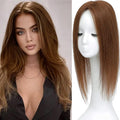 Hair Toppers for Women Real Human Hair, 360° 3D Human Hair Toppers for Women with Thinning Hair Upgrade Middle Part Clip in Bangs (Light Brown NEW, 18 Inch-3D-Side)