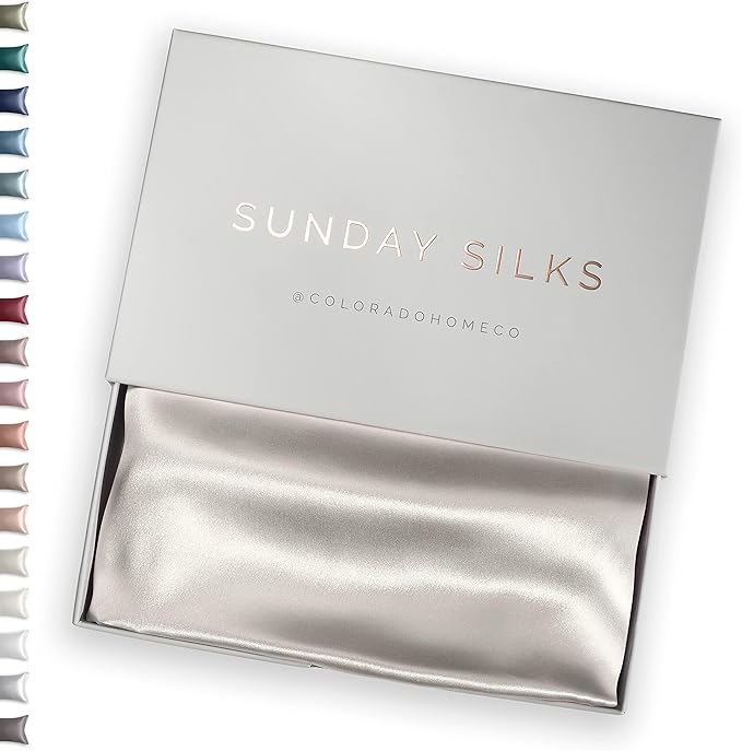 SUNDAYSILKS™ Premium Silk Pillow Cases | 100% Mulberry Silk Pillowcase with Zipper, Real 22 Momme Grade 6A Silk, Standard Queen, King Size [Off White]