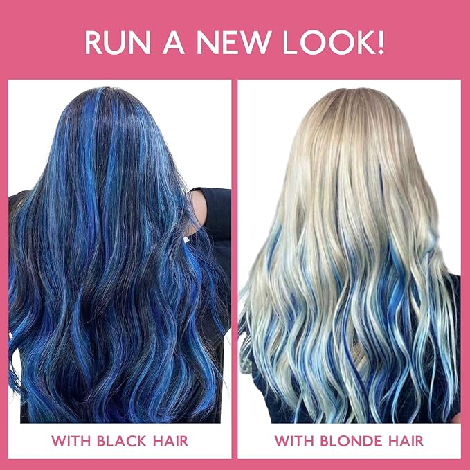 WENNALIFE Blue Clip in Hair Extensions Real Human Hair 35g 6pcs 20 Inch Colored Hair Extensions for Kids Women Colorful Hair Pieces Pop-up Style Straight Extensiones De Cabello Humano Con Clip