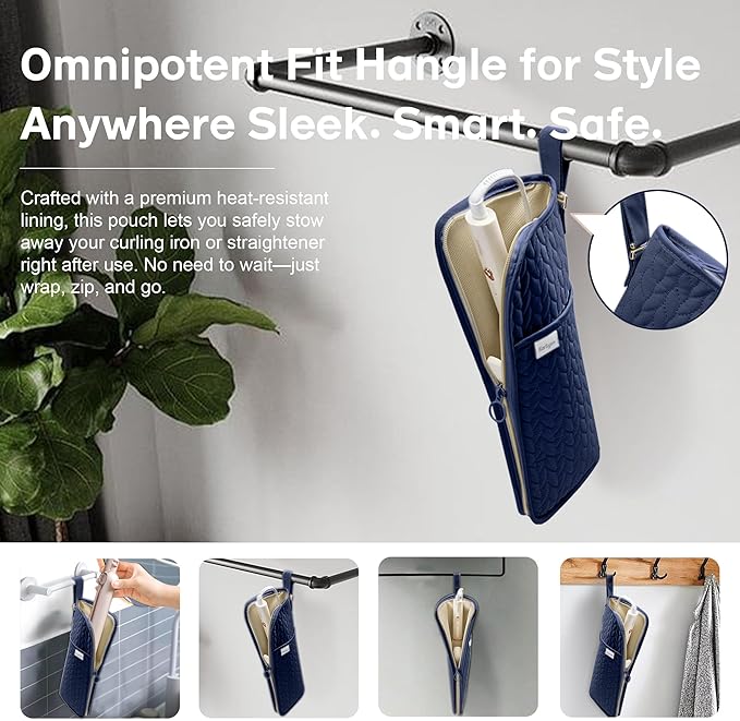 Hot Tools Organizer Heat Resistant Mat Case Hair Tools Holder Travel Bag Portable Hair Styling Tools Cover Pouch for Curling Iron,Flat Iron,Hair Straightener (Blue)