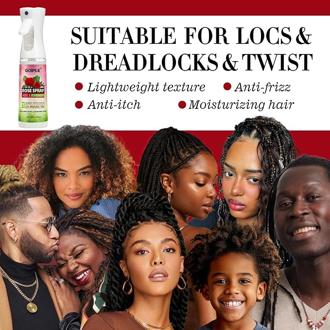 Rose Water for Hair Loc Spray Moisturizing Refreshing for Locs - Rose Water Hair Scalp Moisturizer - Hydrating Dreadlock Moisturizer to Nourish the Scalp Rosewater & Peppermint Spray Prevents Dry