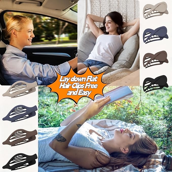 10 Pcs Flat Hair Clips for Women, Lay Flat Claw Clips French Glossy Claw Clips for Thick & Thin Hair No-Slip Hair Claw Strong Hold Barrettes Hair Clamps for Women