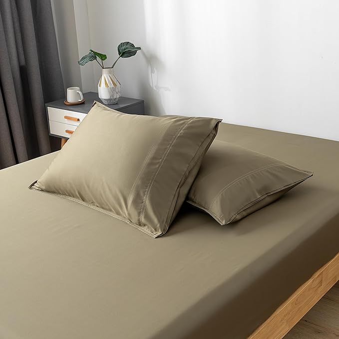 Bella Coterie | Luxury Bamboo Queen Size Pillowcase Set | 100% Organically Grown Bamboo Viscose | Ultra Soft | Cooling | 2 Pcs [Olive]