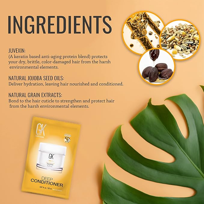 GK HAIR Deep Conditioner Hair mask For Damage Hair Pack of 2 (0.67 Fl Oz/20ml) Intense Hydrating Repair Treatment Mask for Dry Color Treated Frizzy Hair Restoration Formula with JOJOBA Seed Oils