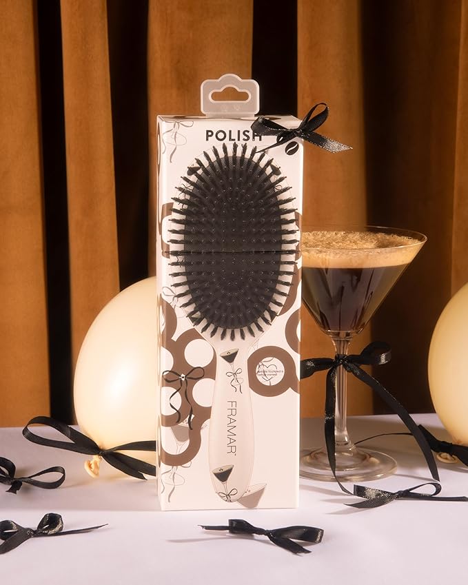 FRAMAR Soft Boar Bristle Hair Brush For Women – Boars Hair Brush For Women, Boar Brush For Fine Hair, Hairbrush For Fine Hair, Soft Bristle Brush For Slick Back, Volume and Shine - Espresso Martini