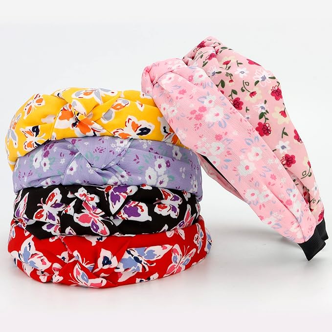 VELSCRUN 12 Pack Flower Headbands for Women, Multiple Colors, One Size Fits All Fabric, Wide Application, Ideal Gift