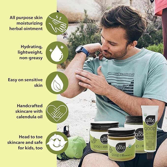 All Good Goop on the Go - Chafing Cream, Dry Skin Salve, Cracking Lip Moisturizer - Soothes, Hydrates & Calms - Travel Size Recovery Balm 1oz