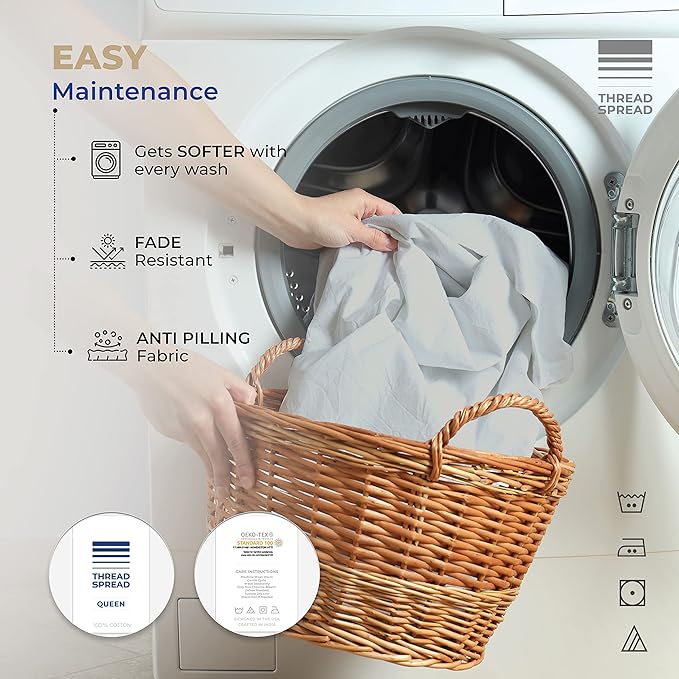 THREAD SPREAD 100% Cotton King Size Pillowcases Sets of 2-400 Thread Count Cotton Pillow Cases, Ultra Soft Cool Sateen Weave King Pillow Cases, Set of 2 Pillow Covers for King Pillows (Dark Grey)