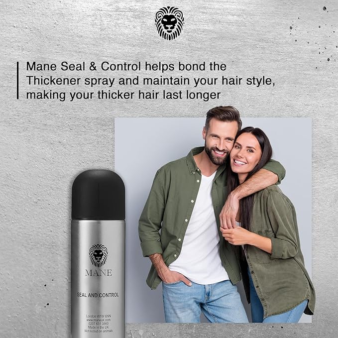 MANE Hair Thickening Spray & Root Touch Up, Seal & Control Combo Pack, Instantly Thicker Hair for Men & Women, Fill in Hairlines and Hide Thinning and Fine Patches - Ash Blond, 12 Colors (6.76 oz)