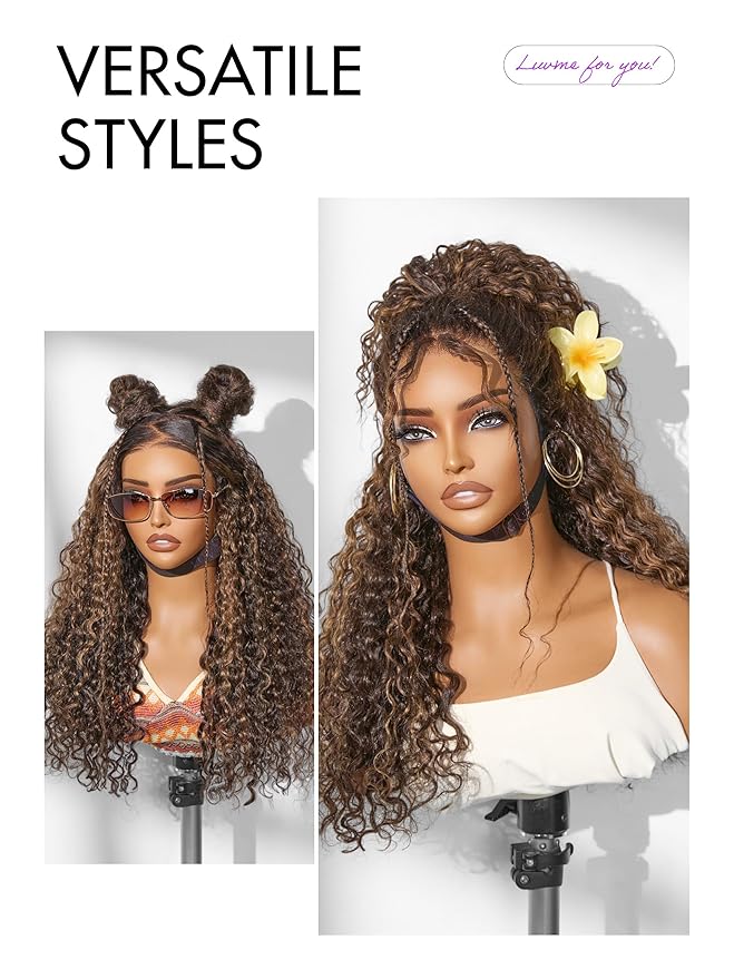 LUVME HAIR 7x6 HD Lace All-Day Comfort Wig PartingMax Lace Wigs Water Wave Curly Lace Front Wigs Human Hair Pre Cut Plucked Lace Frontal Glueless 18 Inches Hlighlight Color