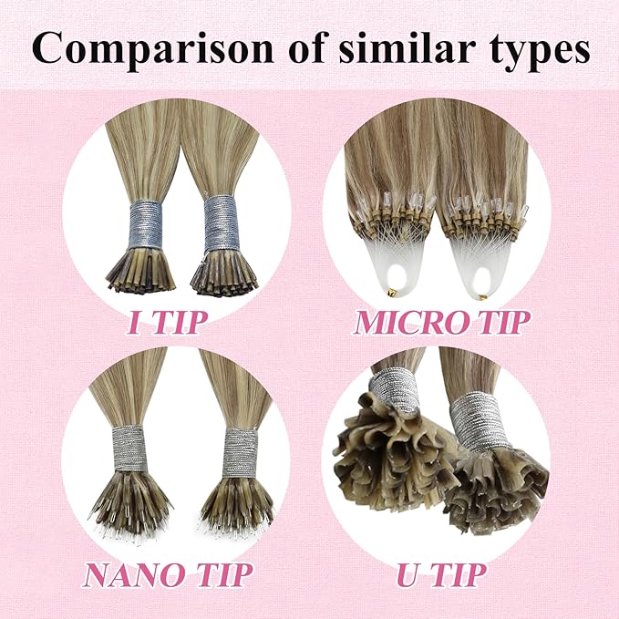 YoungSee Microlink Hair Extensions Brown Micro Bead Hair Extensions Real Human Hair Highlight Brown with Blonde Micro Ring Hair Extension Human Hair 20In Invisible Beaded Hair Extension 50s 50g