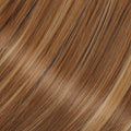 Copper Brown with Blonde Highlights Synthetic Hair Toppers for Women with Thinning 3D 360° Cover Clip in Wispy Bangs Upgraded Adjustable Bandage 18 Inch Long Layered