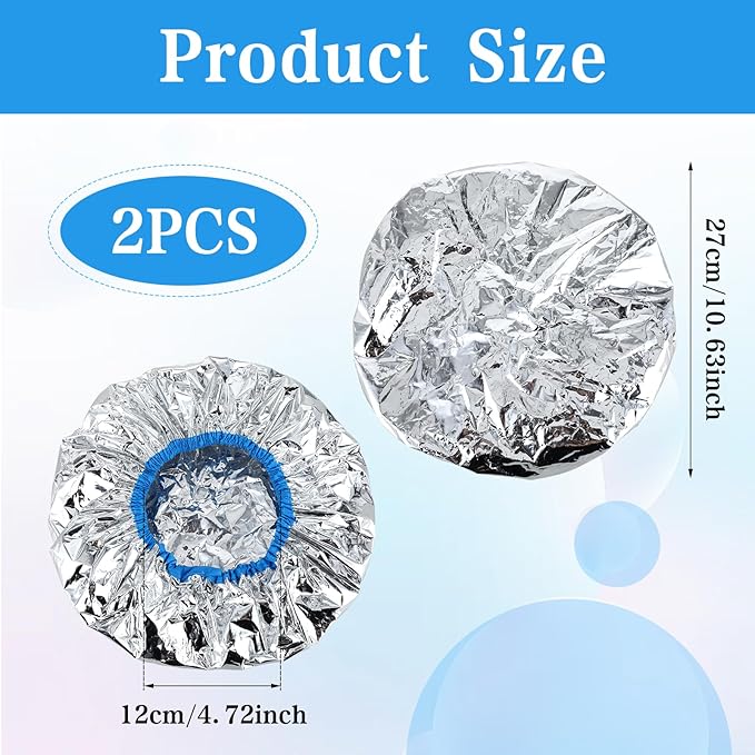 2 Pcs Aluminum Foil Deep Conditioning Hair Cap Reusable Heat Cap For Deep Conditioning Thickened Hair Cap for Oil Treatment Heated Shower Cap Processing Caps for Hair Dye Cap for Home and Salon Use