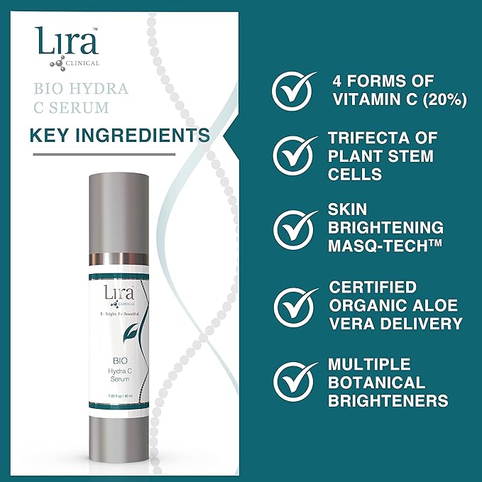 Lira Clinical BIO Hydra C Serum – Vitamin C Face Serum with Citric Acid and Plant Stem Cells – Hydrates Skin and Reduces Visible Signs of Aging – Daily Skincare Solution with Antioxidants - 50 ml