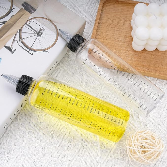 Cosywell Applicator Bottle for Hair Dye 8.5oz 3 Pack With Graduated Scale, Twist-On Top Tip Cap, Empty Plastic Color Oil Squeeze Bottles