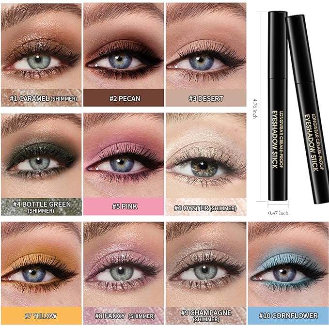 Eyeshadow Stick Waterproof Cream Eye Brighten Shadow Pencil Long-Lasting Crease-Proof Shimmer Glitter Eyeshadow Crayon Smooth High Pigmented Highlighter Neutral Eye Shadow Liner Makeup, 8 FANCY