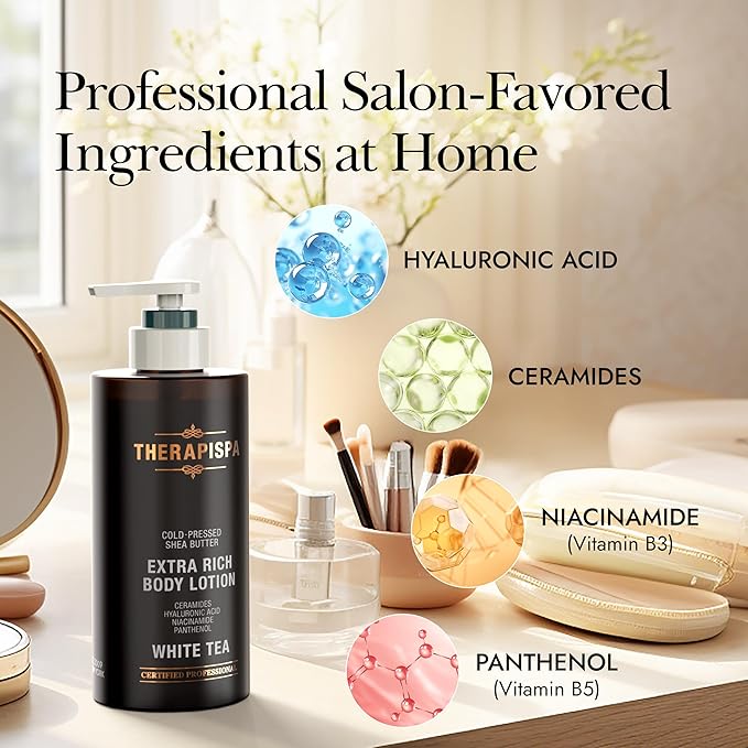 Scented Body Lotion for Women – Nourishing & Hydrating Moisturizer with Shea Butter, Ceramides & Panthenol to Comfort & Restore Dry Skin (White Tea, 17.0 fl oz)