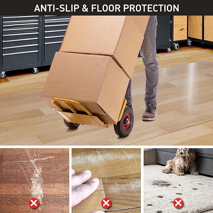 2'x6' Vinyl Runner Rug for Hallway, Clear Waterproof Kitchen Mat for Floor, Non-Slip Plastic Floor Mat for Entryway, Easy Clean Durable Area Mat for Bedroom, Laundry Room