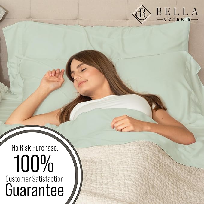 Bella Coterie | Luxury Bamboo Viscose King Size Pillowcase Set | 100% Organically Grown | Ultra Soft | Cooling | 2 Pcs [Sea Glass]