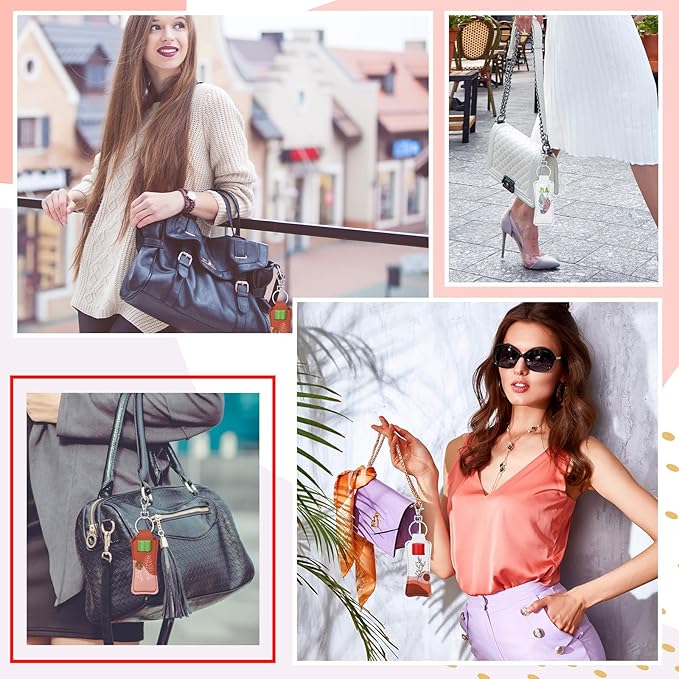 6 Pcs Boho Lip Balm Sleeve Keychain Lipstick Holder Key Chain with Portable Clip Lip Gloss Pouch Keychain for Women Graduation Travel Accessory Stocking Stuffers Gifts