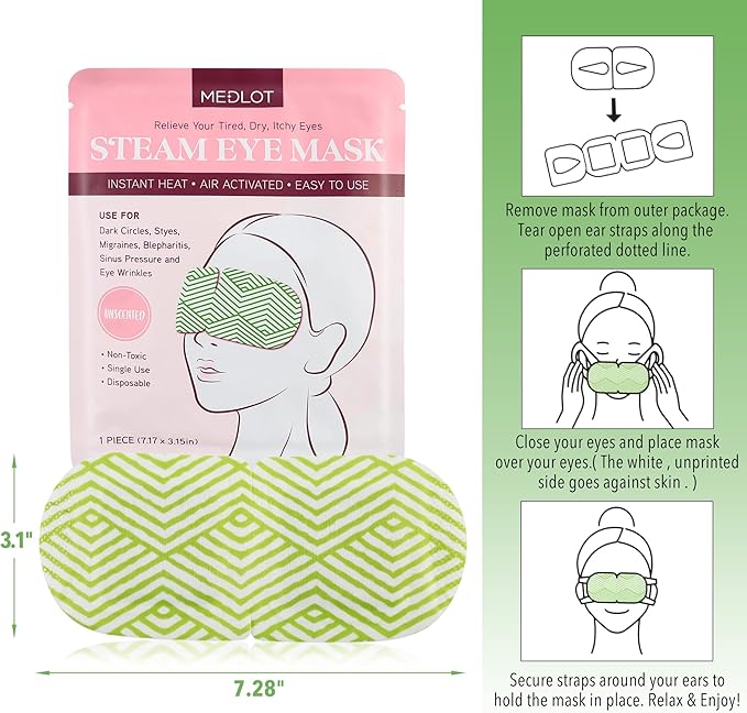 Steam Eye Masks, 20 Packs Heated Eye Mask for Dry Eyes, Puffy Eyes, Dark Circles, Disposable Moist Warm Eye Mask for Sleeping, Relief Eye Fatigue Hot Sleep Eye Mask, Unscented