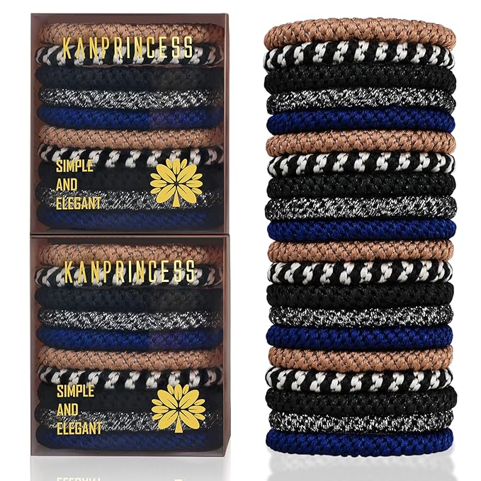 20Pcs Hair Ties For Thick Hair, Strong Stretchy Hair Bands For Women Girls, No Slip Braided Hair Ties No Damage, Ponytail Holders-Exceptionally Secure with Gentle Hold (Set 3)