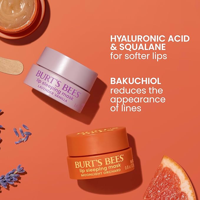 Burt’s Bees Moonlight Orchard Lip Sleeping Mask, With Hyaluronic Acid and Squalane Moisturizer To Instantly Hydrate Lips, Overnight Lip Mask, Lip Treatment, 0.45 oz.