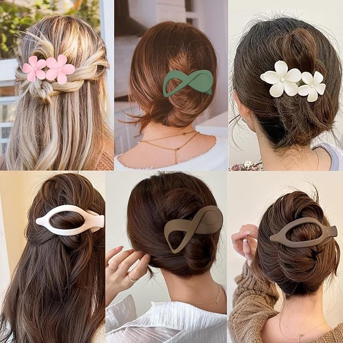 10 Pcs Flat Hair Clips for Women, Lay Flat Claw Clips French Glossy Claw Clips for Thick & Thin Hair No-Slip Hair Claw Strong Hold Barrettes Hair Clamps for Women