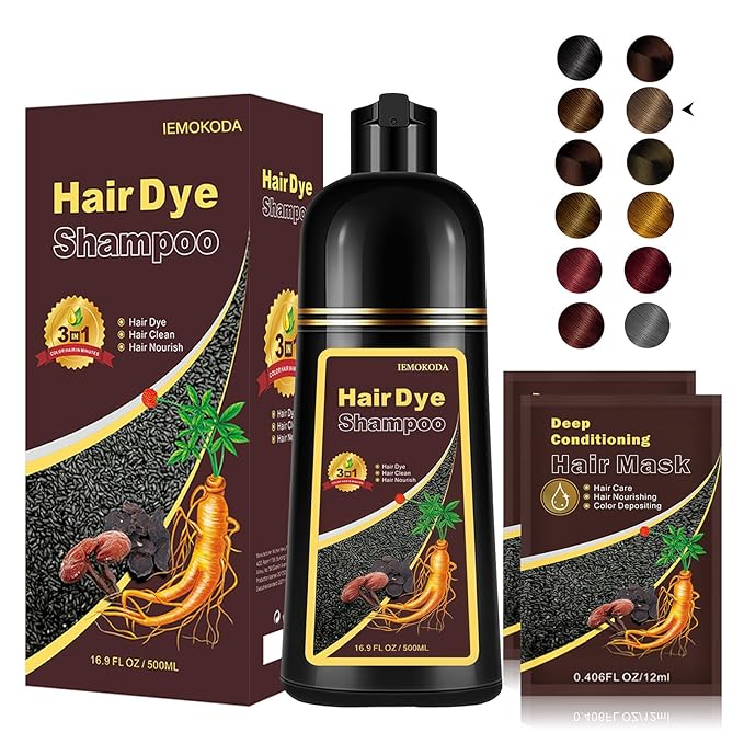 Herbal Light Brown Hair Color Shampoo - 3 in 1 Lasting Hair Dye for Women & Men, 17.60 Fl Oz