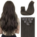 GOO GOO Clip in Hair Extensions Real Human Hair, Remy Human Hair Extensions Clip ins for Women, Natural Human Hair, 20inch 120g 7Pcs, 1C Mocha Brown