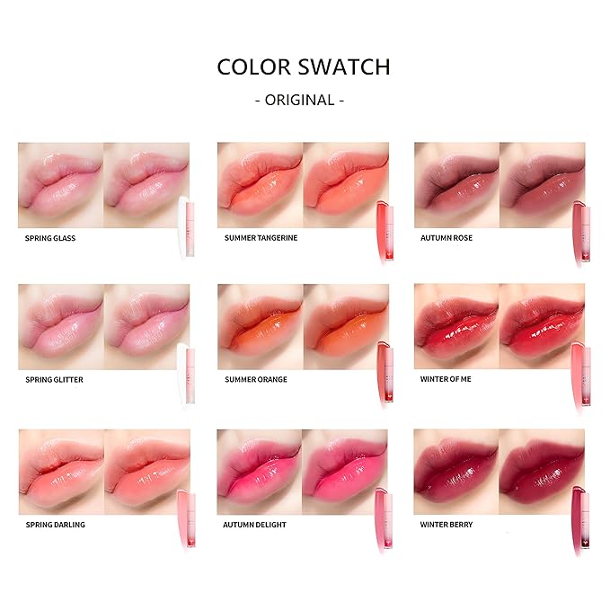 KEYBO Lip Plumper Dotom Lip Plus 16 Colors, 3 Steps Extreme Plumping Clear Lip Gloss by Essence Lip Care Oil & 16 Color Tints from Korean Makeup (01. Spring Glass)