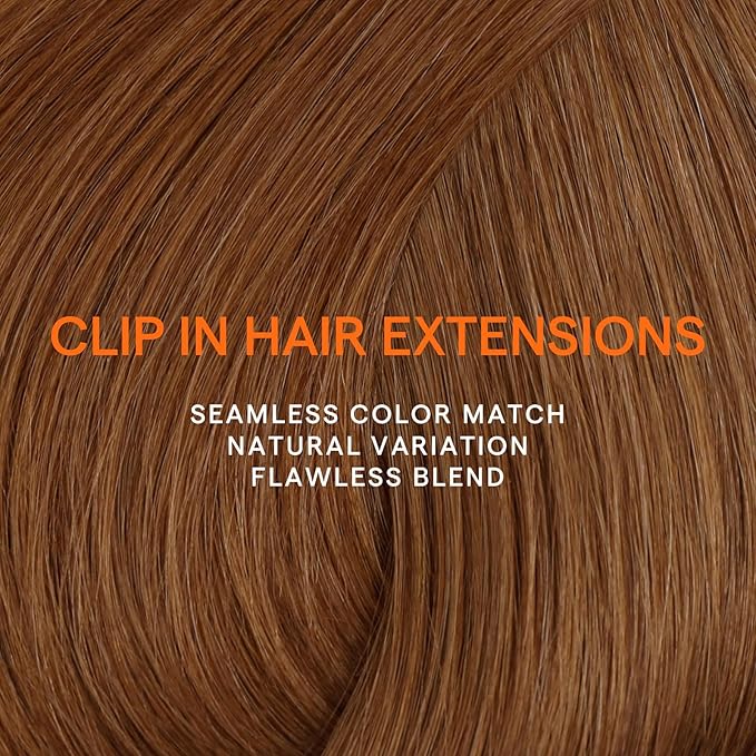 Full Shine Human Hair Extensions Clip ins Auburn Clip in Hair Extensions Real Human Hair Strawberry Blonde Straight Invisible Remy Hair 22 Inch 7 Pcs 120 G