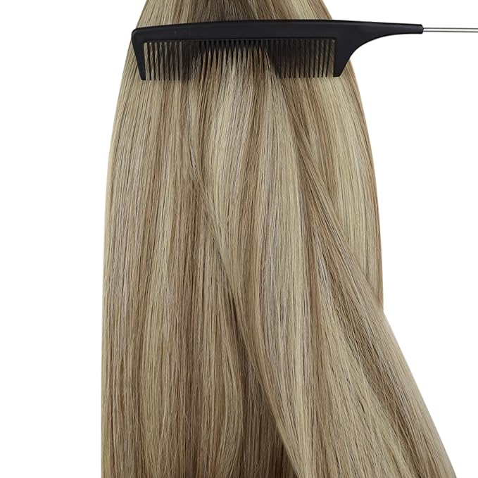 YoungSee Nano Bead Hair Extensions Human Hair Dark Brown Ombre Nano Extensions Human Hair Light Brown Balayage Blonde Nano-ring Hair Extension Real Hair Ombre Nano-Tip Extension 20 inch 50s 50g