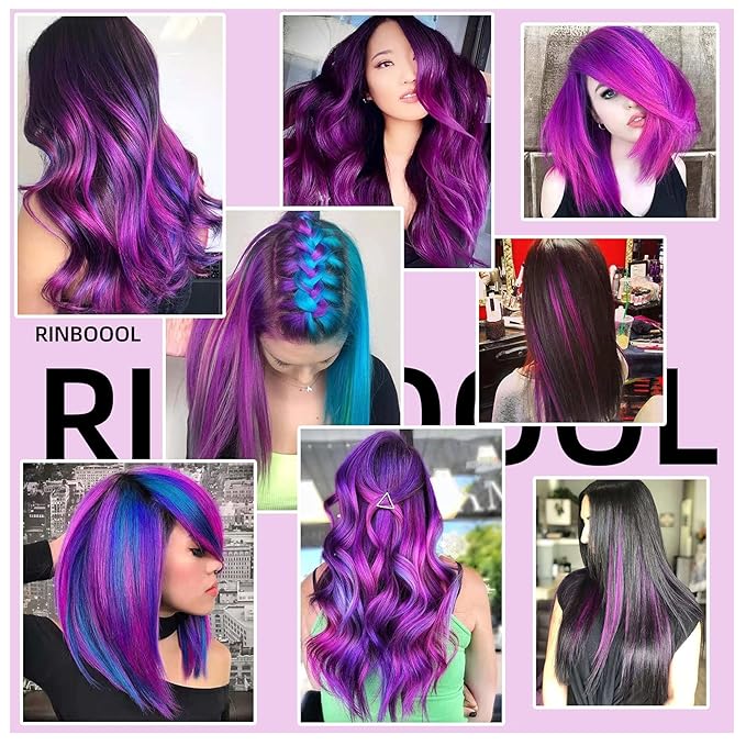 Purple Hair Extensions Clip in, 22 Inch 10 Pieces Long Straight Colored, for Kids Girls Women Highlight Party, Synthetic