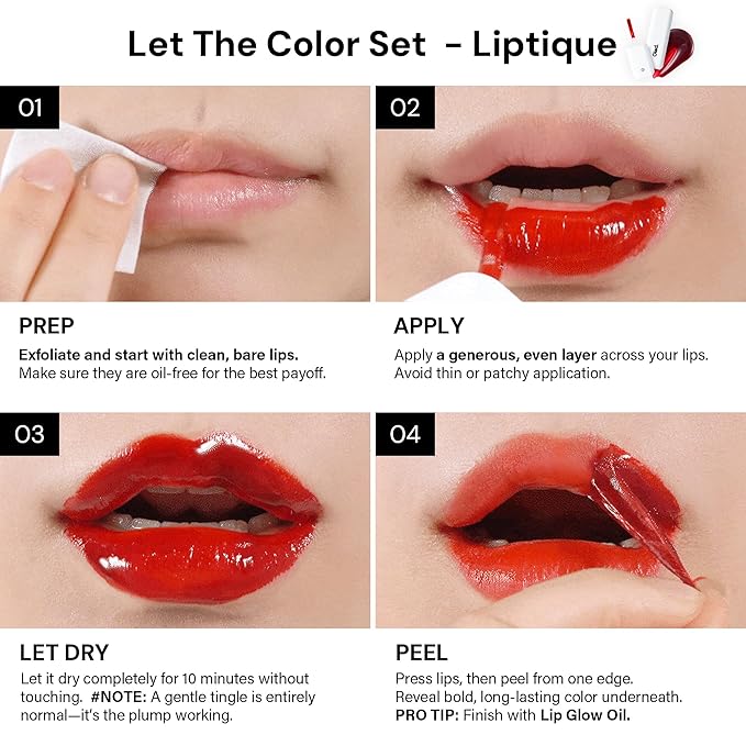 Liptique Korean Lip Stain Peel Off - 24 Hour Long Lasting Lip Tattoo, Waterproof & Transfer Proof, Nourishing & Hydrating Lip Tint for Women, Instant Plumping Lip Tints Peel Off (006 WINTTO)