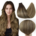 Full Shine Invisible Tape in Hair Extensions 16Inch 50Gram Color 2/3/27 Brown And Caramel Blonde Tape in Extensions Seamless Skin Weft Real Human Hair Extensions Tape ins 20 Pcs for Women
