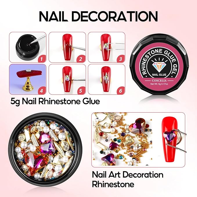 44PC Poly Nail Gel Kit with U V Lamp Starter Kit, 16ML 15 Colors Poly Extension Gel with Light Slip Solution Nail Rhinestones Glitter Decoration Powder Nail Art Kit for Beginners Gifts for Women