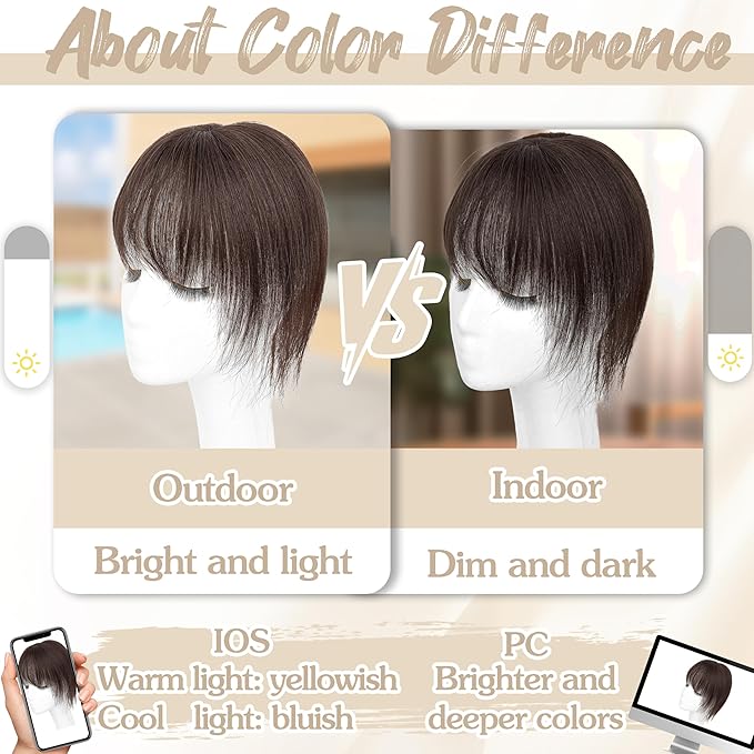 Human Hair Toppers for Women - 150% Density Clip In Hair Topper with Bangs U Shape 10 Inch Toppers Hairpieces for Women Perfect for Thinning Hairr Ideal for Daily Use Dark Brown