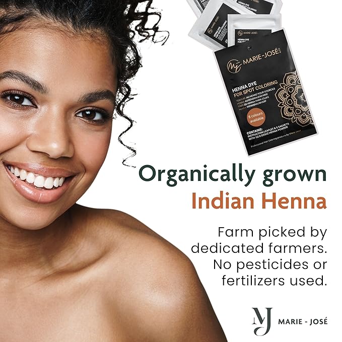 Marie-José Henna Dye - Professional Henna Tint for Spot Coloring - Covers Grey Hair - Root Touch Up - Good for 50 Applications (Chestnut)