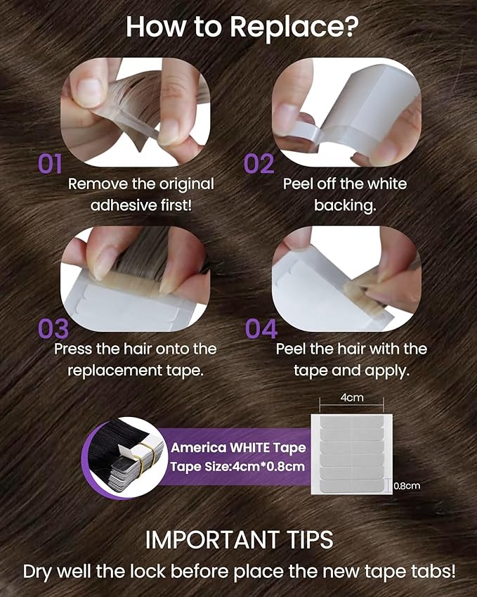 LaaVoo Tape in Human Hair Extensions Medium Brown Hair Extensions Tape in Real Hair Tape on Hair Extension Silky Straight Hair 20inch 40pcs 100g