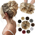 Messy Bun Hair Piece Wavy Curly Scrunchies Fluffy Donut Thick Updo Elegant Chignon Hairpieces for Women Girls, Ginger Brown Mix Bleach Blonde 1.4oz