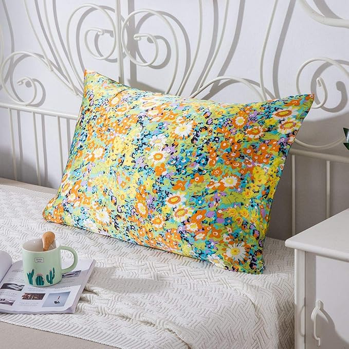 SLPBABY Silk Pillowcase for Hair and Skin with Hidden Zipper Print (Queen, Pattern14)