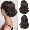 KooKaStyle Ponytail Extension, 10" Short Claw Clip in Pony Tails Hair Extensions Curly Wavy Synthetic Drawstring Hairpieces for Women Medium Brown