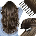 YoungSee Tape in Hair Extensions Human Hair Balayage Tape in Hair Extensions Human Hair Ombre Dark Brown to Blonde Tapes ins Human Hair Extension 12In Tape-on Hair Extension for Short Hair 20pcs 30g