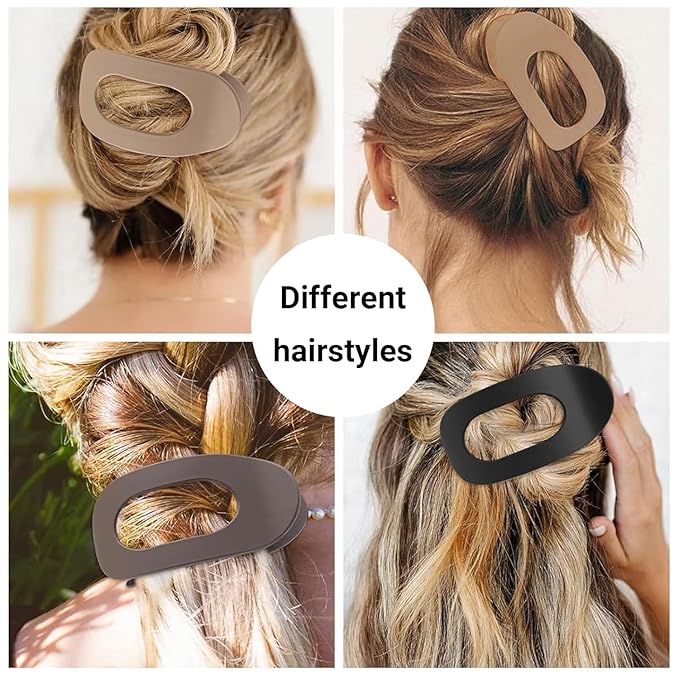 Flat Hair Claw Clips for Women,Matte Medium Hair Clips for Thick & Thin Hair- Comfortable Everyday Use for Office, Yoga, Party & Casual Styling (4PCS C)